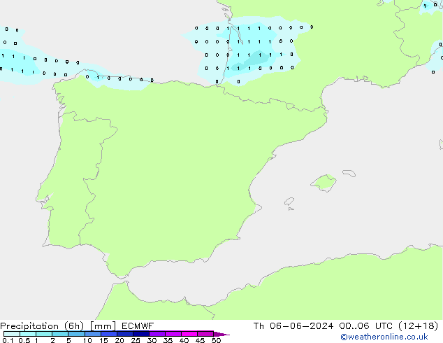Precipitação (6h) ECMWF Qui 06.06.2024 06 UTC