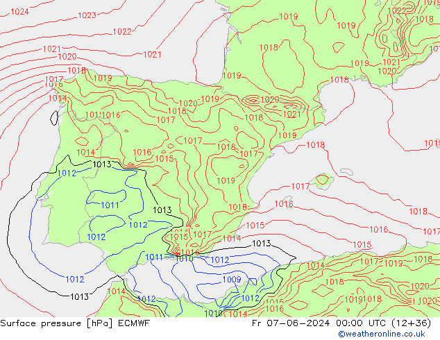 pression de l'air ECMWF ven 07.06.2024 00 UTC