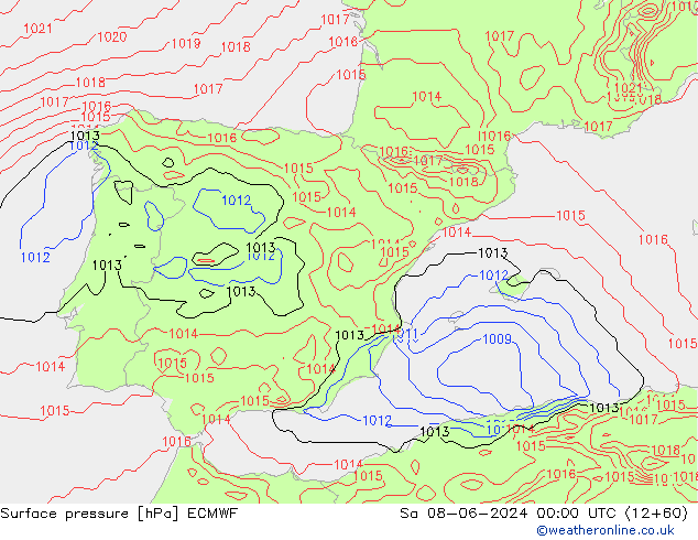 Atmosférický tlak ECMWF So 08.06.2024 00 UTC