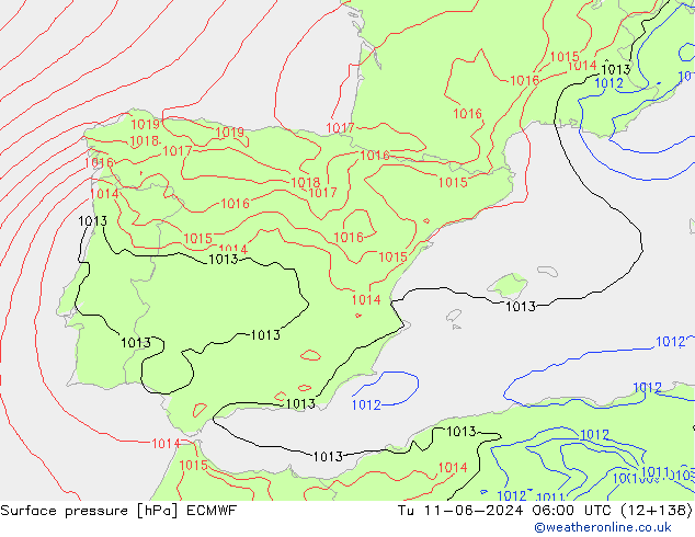 Luchtdruk (Grond) ECMWF di 11.06.2024 06 UTC