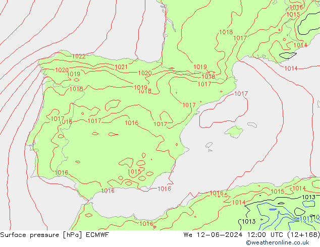 Bodendruck ECMWF Mi 12.06.2024 12 UTC