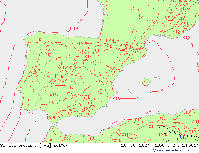 ciśnienie ECMWF czw. 20.06.2024 12 UTC