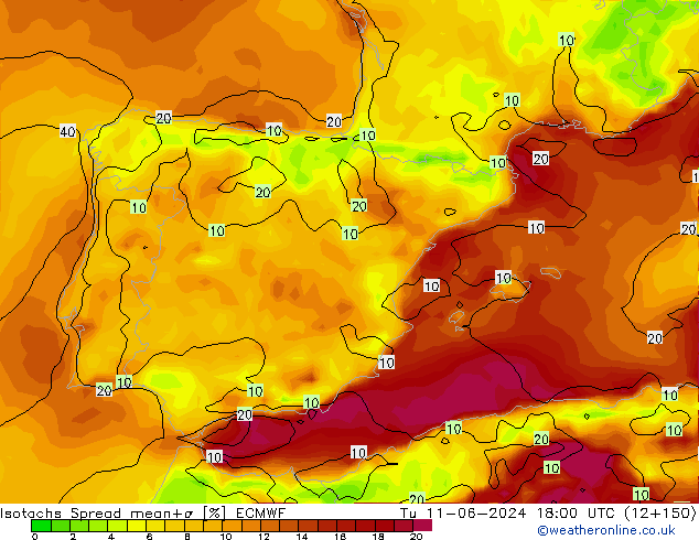 Isotachs Spread ECMWF Ter 11.06.2024 18 UTC