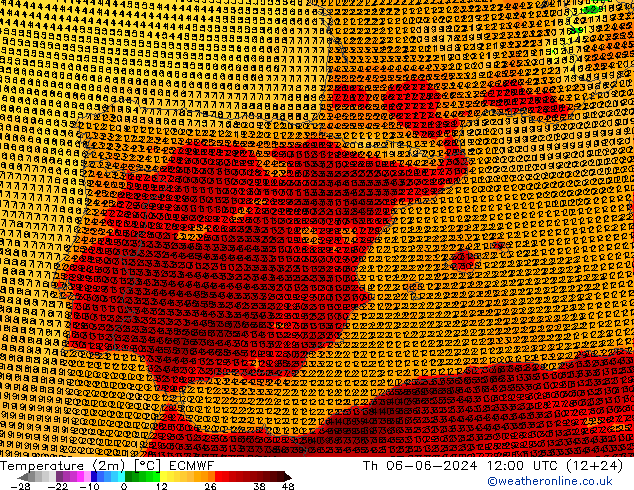 Temperature (2m) ECMWF Th 06.06.2024 12 UTC