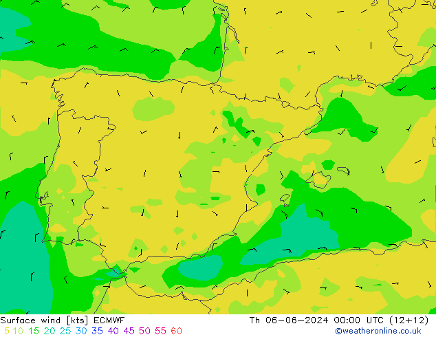 Viento 10 m ECMWF jue 06.06.2024 00 UTC