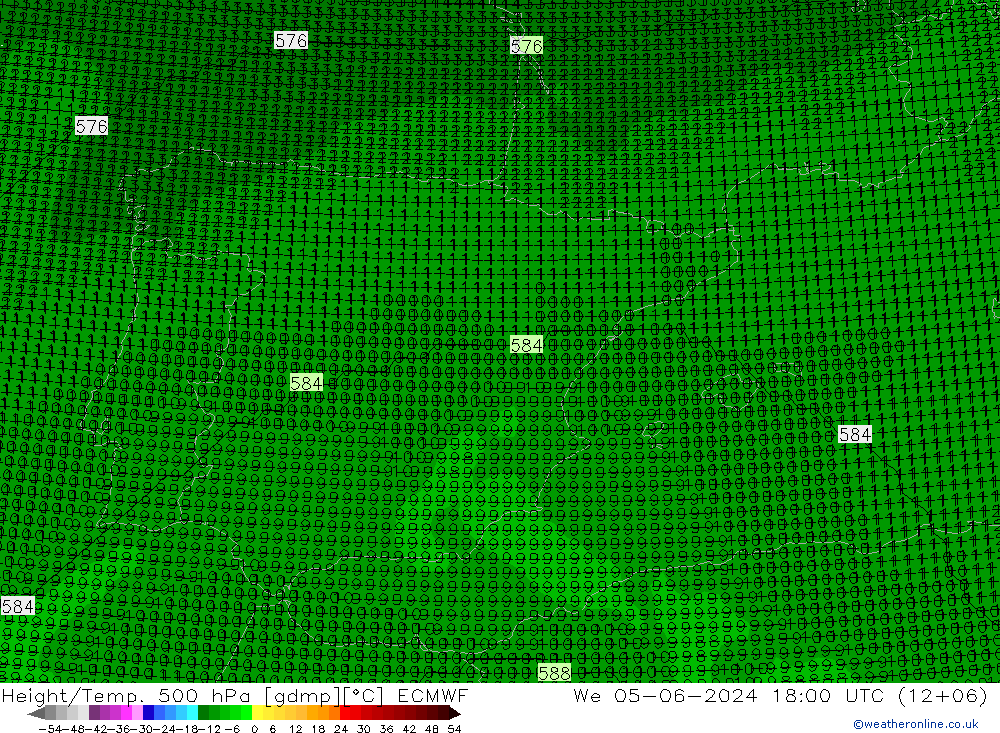 Height/Temp. 500 гПа ECMWF ср 05.06.2024 18 UTC