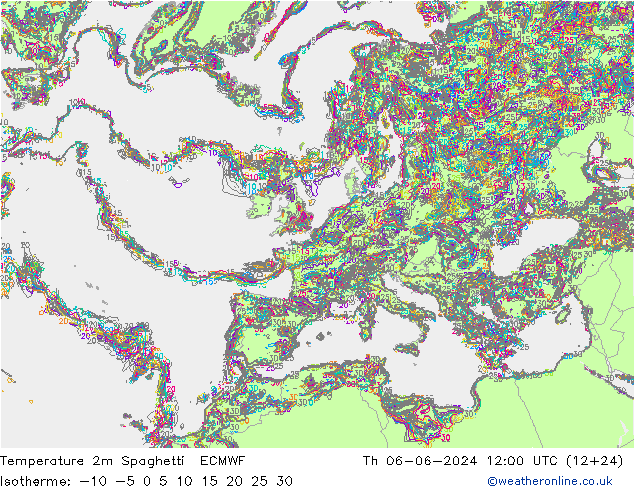 Temperaturkarte Spaghetti ECMWF Do 06.06.2024 12 UTC