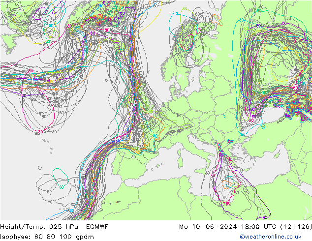 Yükseklik/Sıc. 925 hPa ECMWF Pzt 10.06.2024 18 UTC