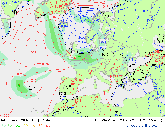 Jet Akımları/SLP ECMWF Per 06.06.2024 00 UTC
