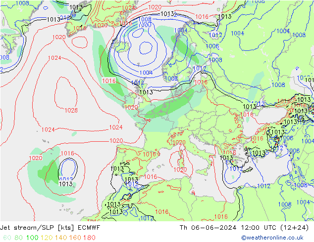 Polarjet/Bodendruck ECMWF Do 06.06.2024 12 UTC