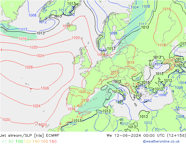 Straalstroom/SLP ECMWF wo 12.06.2024 00 UTC