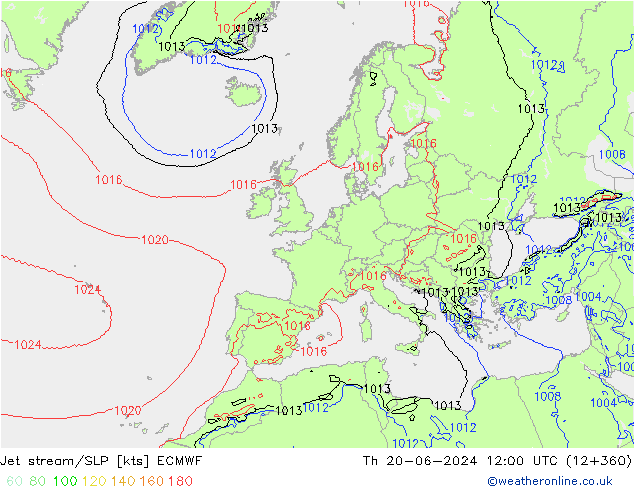 Polarjet/Bodendruck ECMWF Do 20.06.2024 12 UTC