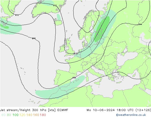 Corrente a getto ECMWF lun 10.06.2024 18 UTC