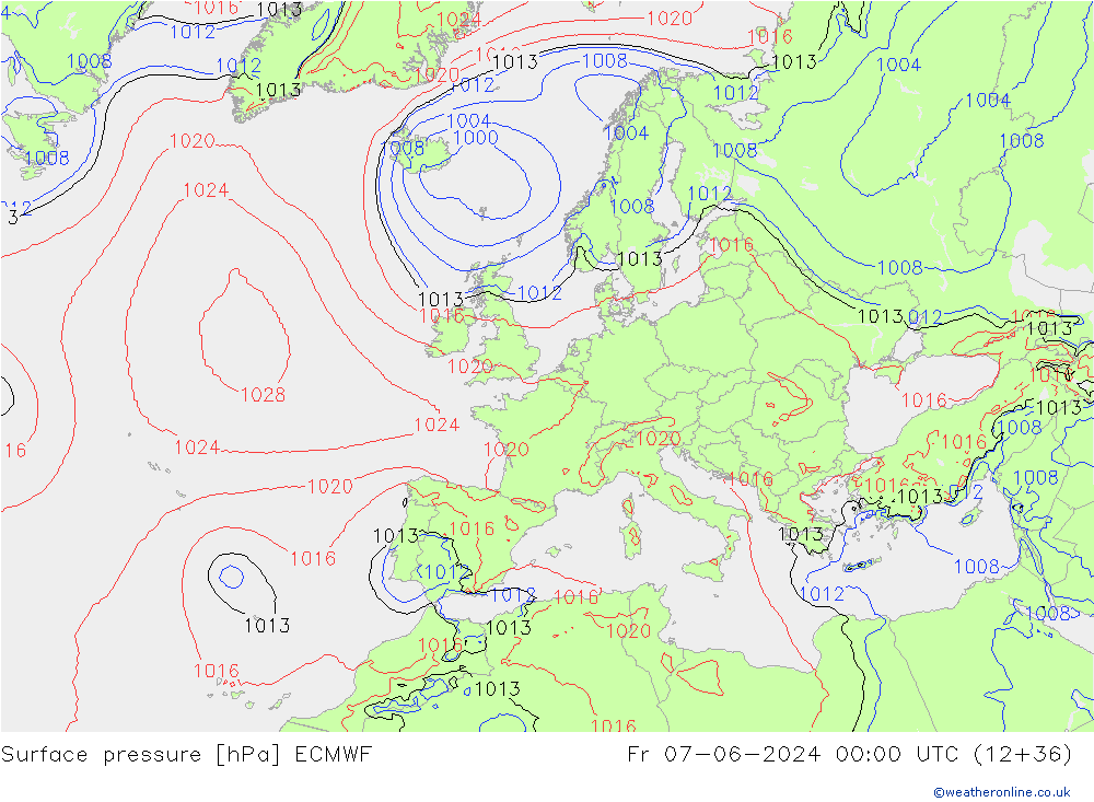 Yer basıncı ECMWF Cu 07.06.2024 00 UTC