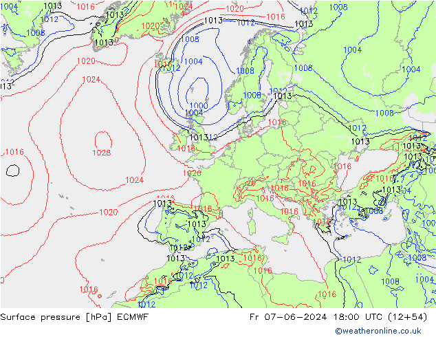 Bodendruck ECMWF Fr 07.06.2024 18 UTC