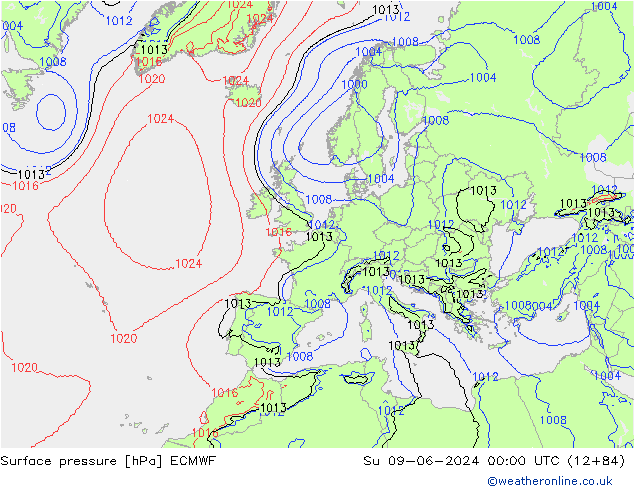 Yer basıncı ECMWF Paz 09.06.2024 00 UTC