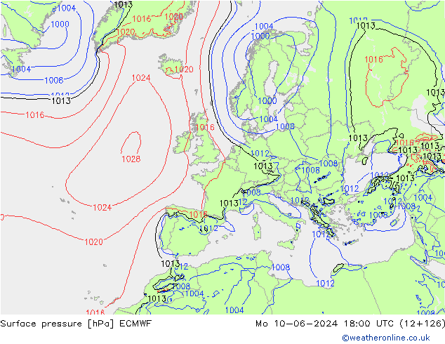 pression de l'air ECMWF lun 10.06.2024 18 UTC