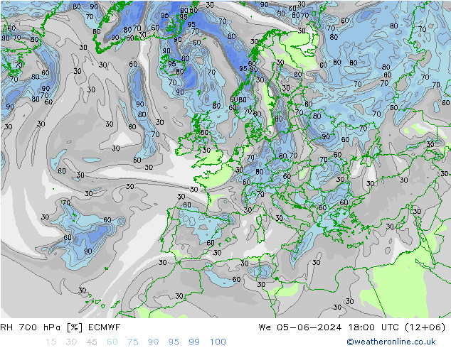 RH 700 hPa ECMWF St 05.06.2024 18 UTC