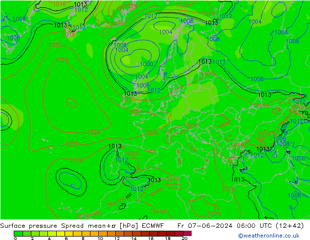 Yer basıncı Spread ECMWF Cu 07.06.2024 06 UTC