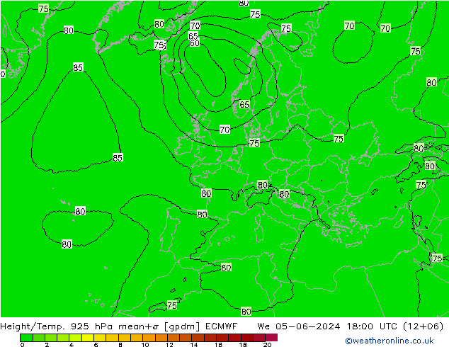 Height/Temp. 925 hPa ECMWF St 05.06.2024 18 UTC