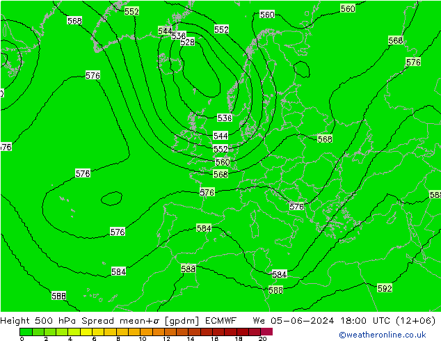 Height 500 hPa Spread ECMWF We 05.06.2024 18 UTC