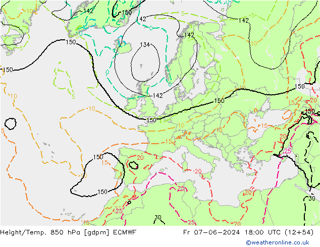 Yükseklik/Sıc. 850 hPa ECMWF Cu 07.06.2024 18 UTC