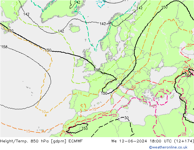 Height/Temp. 850 гПа ECMWF ср 12.06.2024 18 UTC
