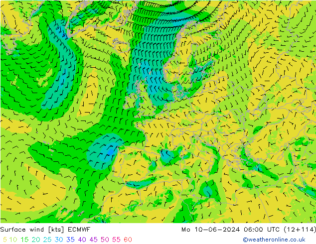 Vento 10 m ECMWF lun 10.06.2024 06 UTC