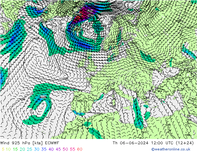 风 925 hPa ECMWF 星期四 06.06.2024 12 UTC