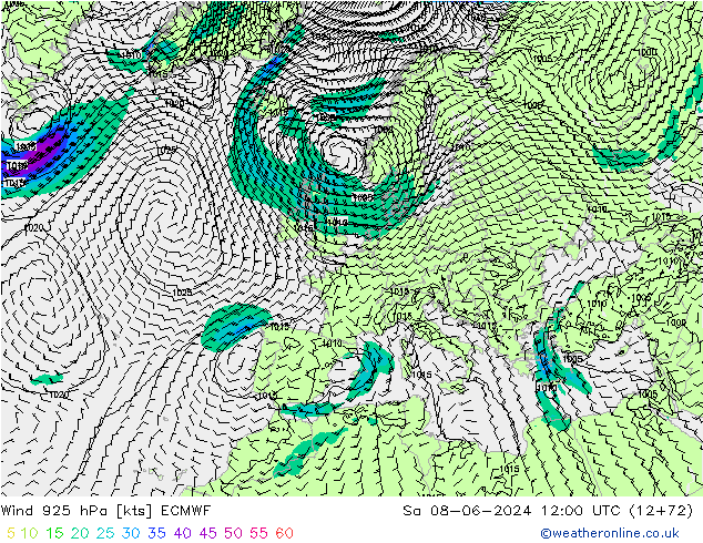 Wind 925 hPa ECMWF Sa 08.06.2024 12 UTC