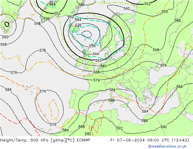 Height/Temp. 500 hPa ECMWF Sex 07.06.2024 06 UTC