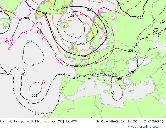 Yükseklik/Sıc. 700 hPa ECMWF Per 06.06.2024 12 UTC