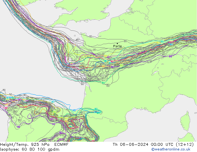 Height/Temp. 925 гПа ECMWF чт 06.06.2024 00 UTC