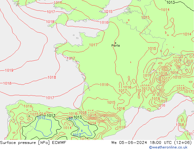 Bodendruck ECMWF Mi 05.06.2024 18 UTC