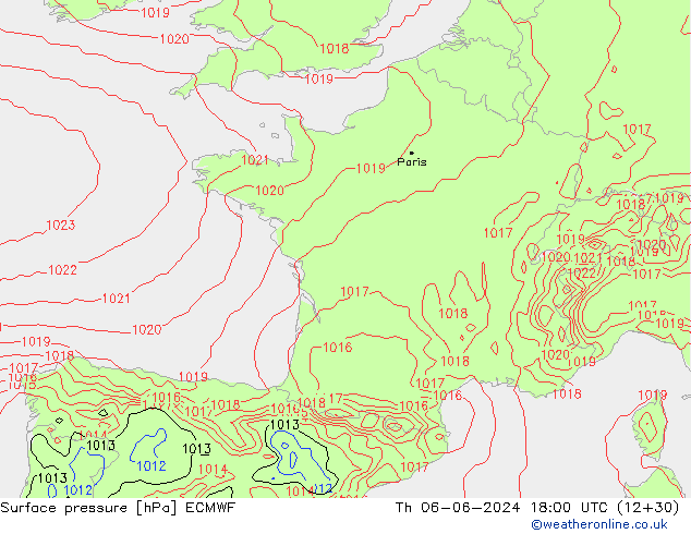 Yer basıncı ECMWF Per 06.06.2024 18 UTC