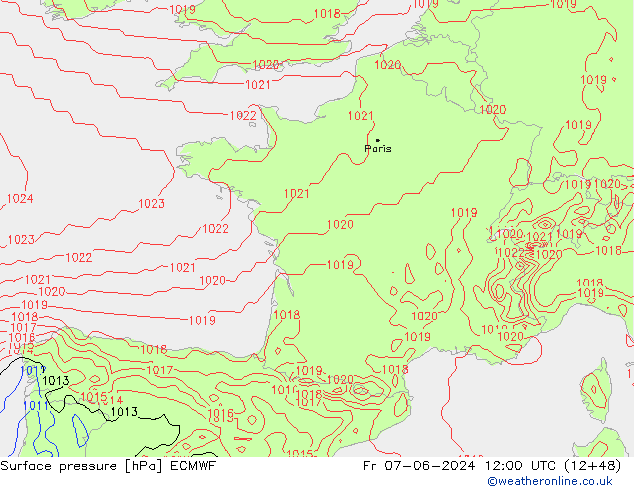 pression de l'air ECMWF ven 07.06.2024 12 UTC