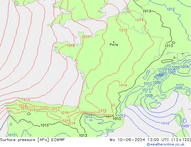 Yer basıncı ECMWF Pzt 10.06.2024 12 UTC