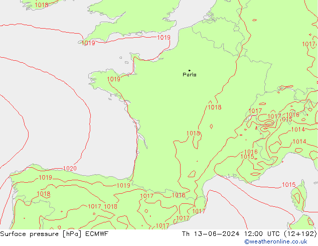 приземное давление ECMWF чт 13.06.2024 12 UTC