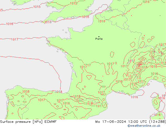 Yer basıncı ECMWF Pzt 17.06.2024 12 UTC