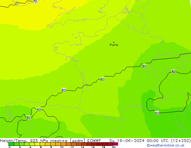 Yükseklik/Sıc. 925 hPa ECMWF Paz 16.06.2024 00 UTC