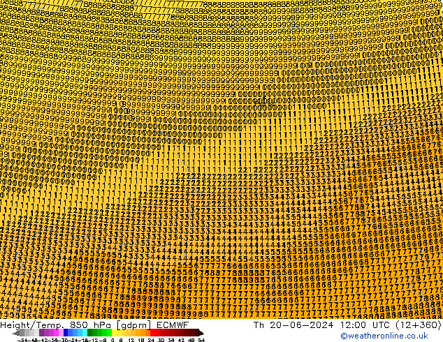 Height/Temp. 850 hPa ECMWF Do 20.06.2024 12 UTC