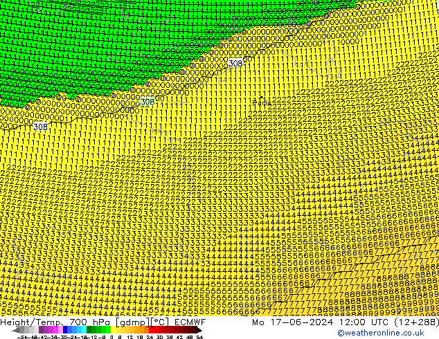 Hoogte/Temp. 700 hPa ECMWF ma 17.06.2024 12 UTC