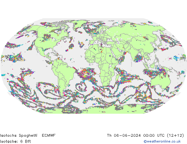 Isotachs Spaghetti ECMWF jeu 06.06.2024 00 UTC