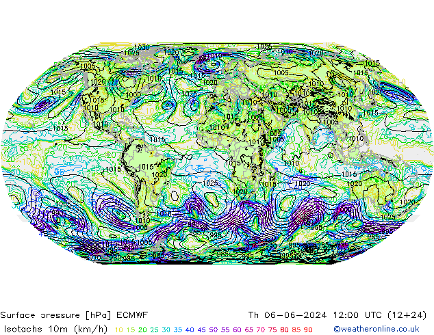 Isotachen (km/h) ECMWF Do 06.06.2024 12 UTC