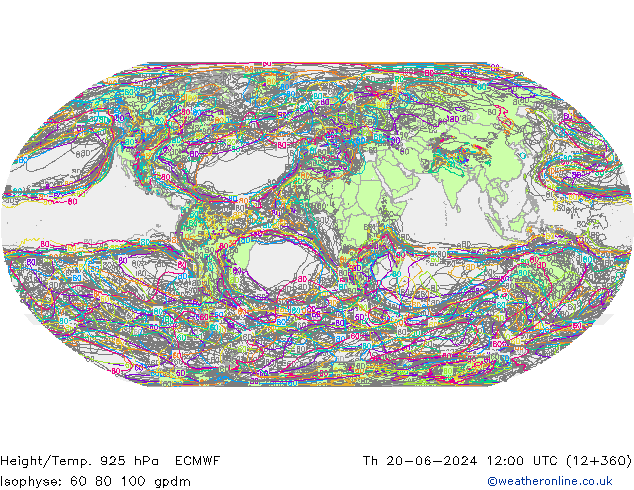 Height/Temp. 925 hPa ECMWF Čt 20.06.2024 12 UTC