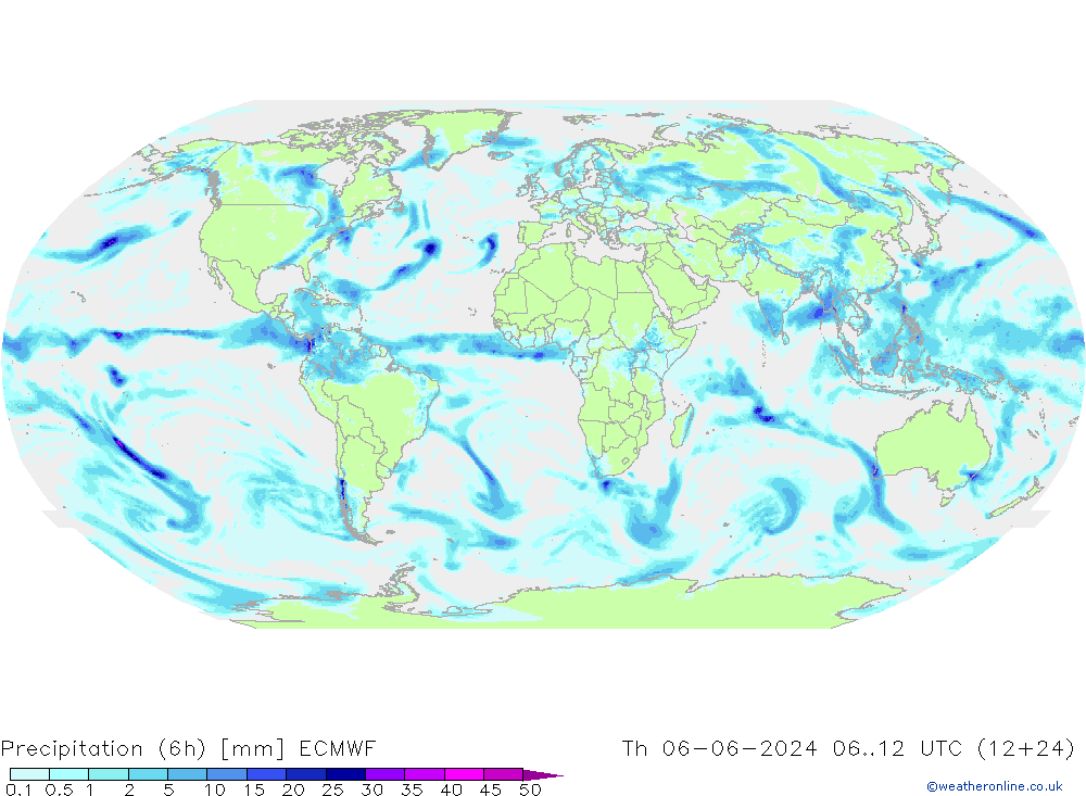 Precipitación (6h) ECMWF jue 06.06.2024 12 UTC