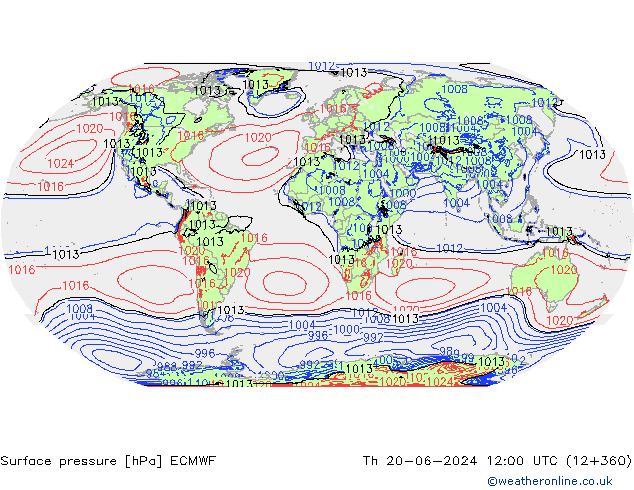 Surface pressure ECMWF Th 20.06.2024 12 UTC