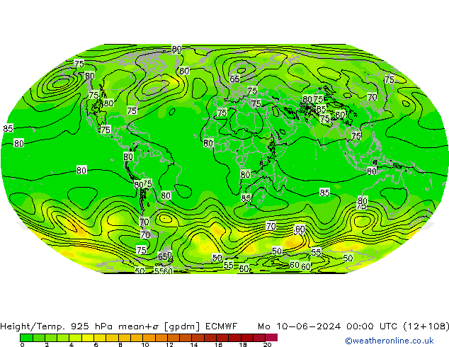 Yükseklik/Sıc. 925 hPa ECMWF Pzt 10.06.2024 00 UTC