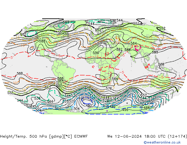 Geop./Temp. 500 hPa ECMWF mié 12.06.2024 18 UTC