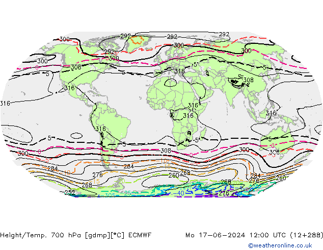 Height/Temp. 700 hPa ECMWF Seg 17.06.2024 12 UTC